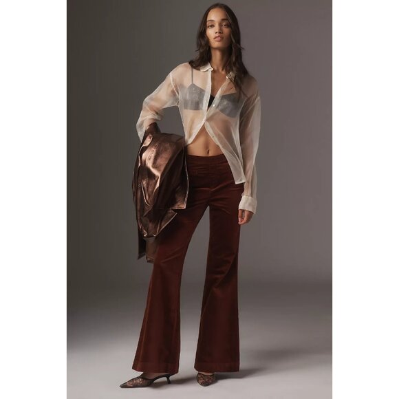 Pilcro Pull-On Mid-Rise Retro Flare Velvet Jeans 31 - Picture 3 of 4